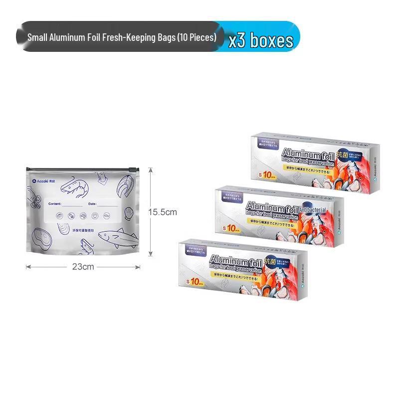 Thickened Food-Grade Aluminum Foil Zipper Fresh-Keep Bag for Refrigerator and Freezer Storage