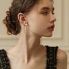 Серьги-гвоздики с длинной бахромой из жемчуга и серебряной иглы, французские ретро, элегантные, темпераментные, серьги легкой роскоши, высокого класса, персонализированные