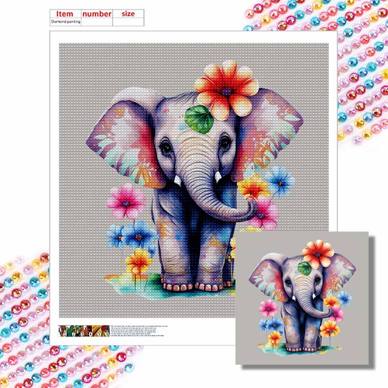 New Arrival 5D DIY Full Circle Diamond Painting "Colorful Flower Elephant" Embroidery Cross Stitch Home Decor Gift