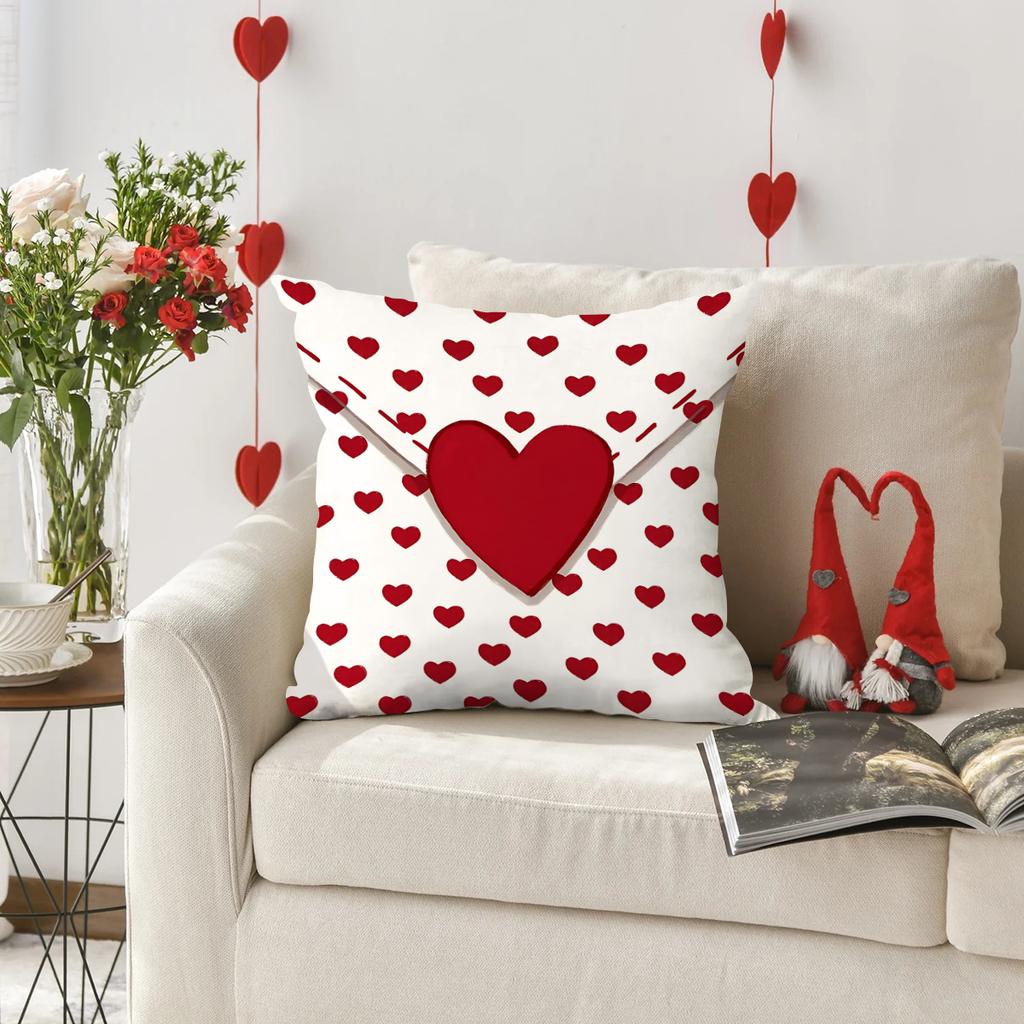 1/2Pcs Valentine'S Day Love Envelope Theme Pillow Cover, Comfortable And Soft Plush Texture, Festival Decoration Pillowcase,