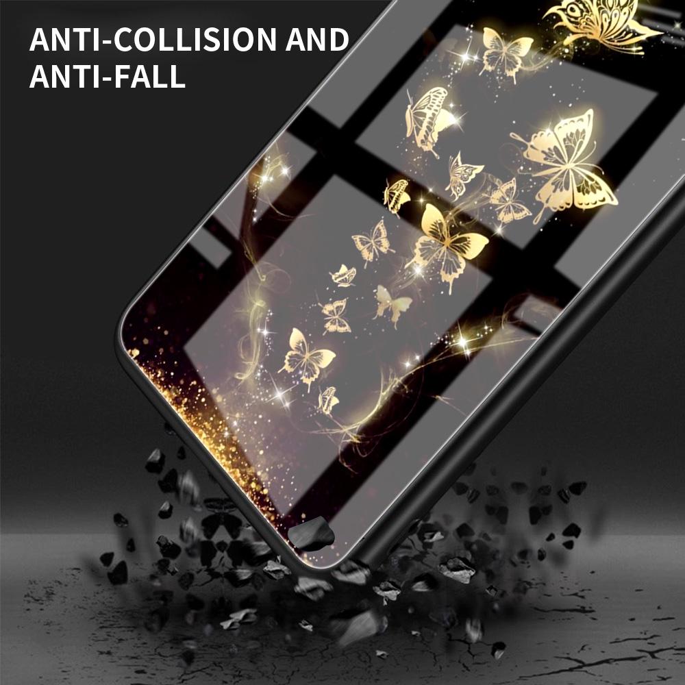 Чехол из закаленного стекла с бабочкой для iPhone Samsung Galaxy OnePlus Oppo Xiaomi Redmi Note SA 7 8 9 10 11 12 13 14 20 21 22 53 Pro Max Plus Ultra
