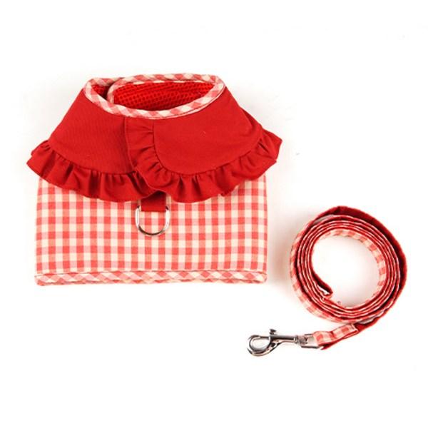Dog Boutique Dog Frill Harness Leash Set Chest Strap Walking Supplies, Red
