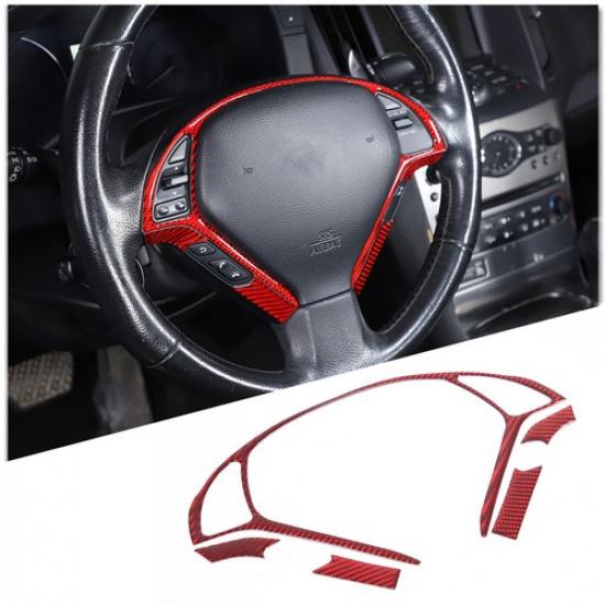 Red Carbon Fiber Steering Wheel Cover Trim Sticker For Infiniti G37 G35 07-2013