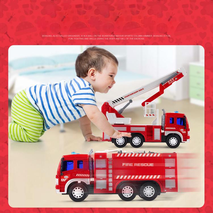 Multifunctional Early Education Simulation Inertia Sound And Light Music Storytelling Fire Truck Model Children'S Toys 1:16