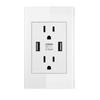 Двойная настенная розетка USB, 15 А, розетка, зарядное устройство, панель переменного тока, пластина, стандарт США
