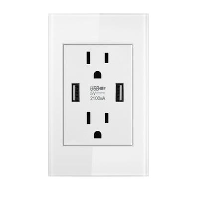 1× Двойная USB настенная розетка 15A Розетка питания Зарядное устройство Панель с розеткой переменного тока
