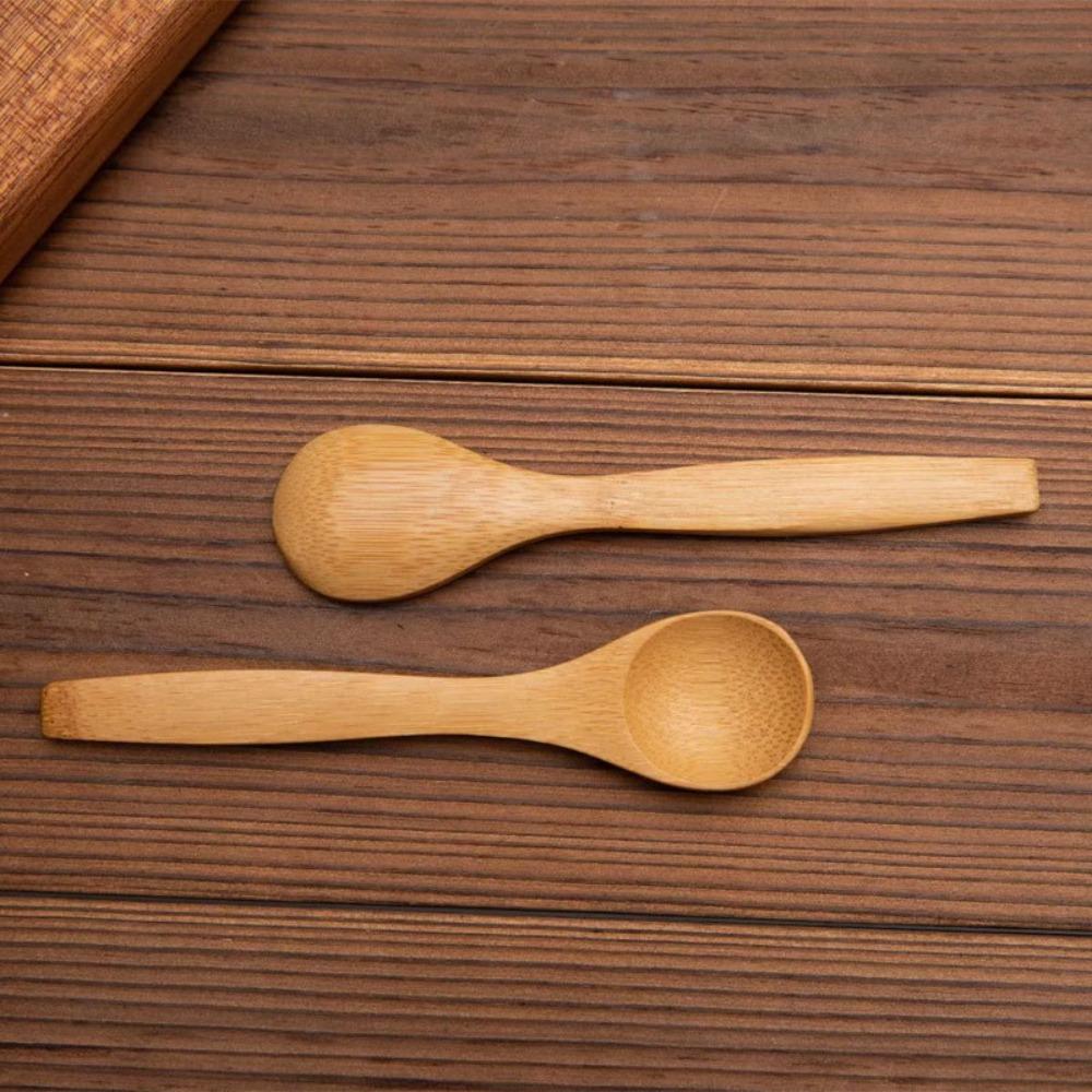 5Pcs Condiment Coffee Dishes Spoons Bamboo Wooden Spoon Teaspoon Dessert Spoon Kitchen