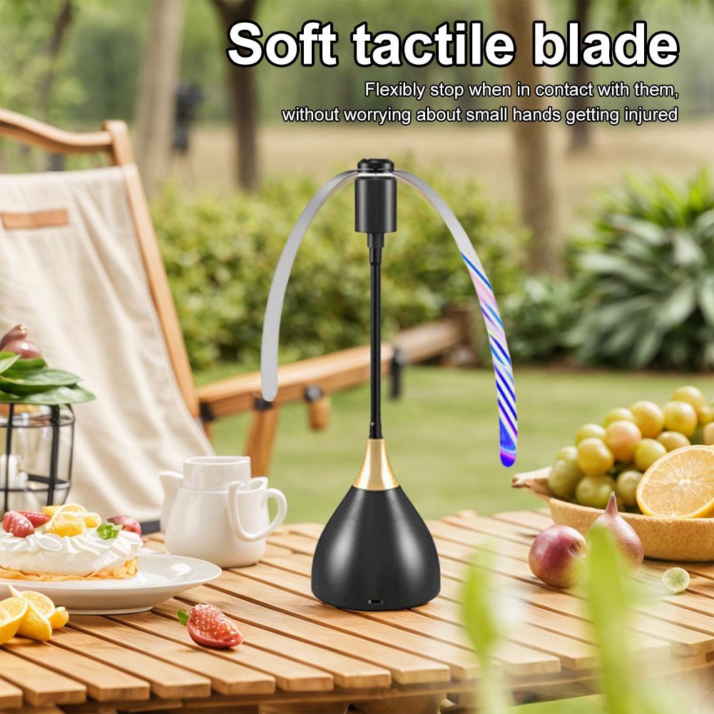 Fly Fans for Tables with Soft Holographic Blades Fly Spinner Portable Outdoor Picnic Fan for Picnic Restaurant Party Home BBQ