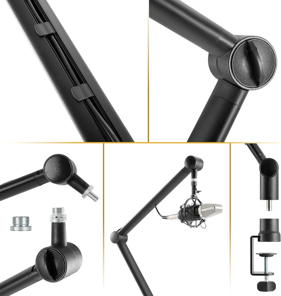 LogiLink Microphone Arm 3/8" & 5/8" Desktop Microphone Stand Scissor 360° Streaming Podcast Gaming