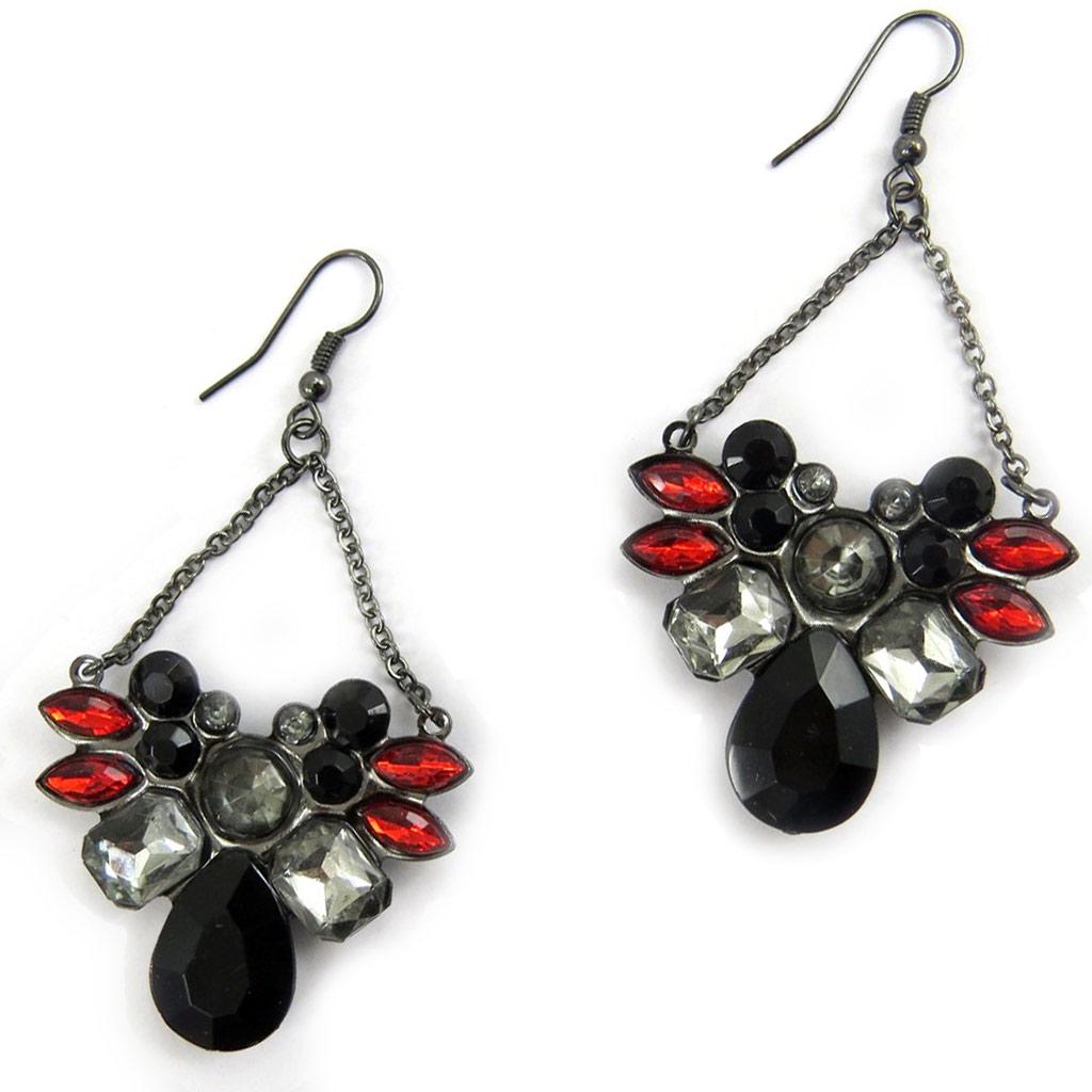Les Trésors De Lily [L5611] - Дизайнерские серьги «Сисси» красные, черные, серые.