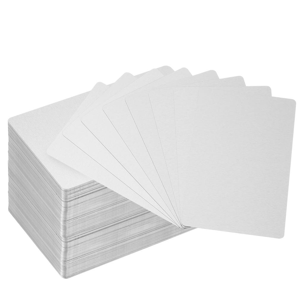 100/200/300Pcs Blank Metal Business Cards 0.21mm Thick 3.4x2.1 Inch Aluminum Laser Engrave Printable Name Card for Custom DIY
