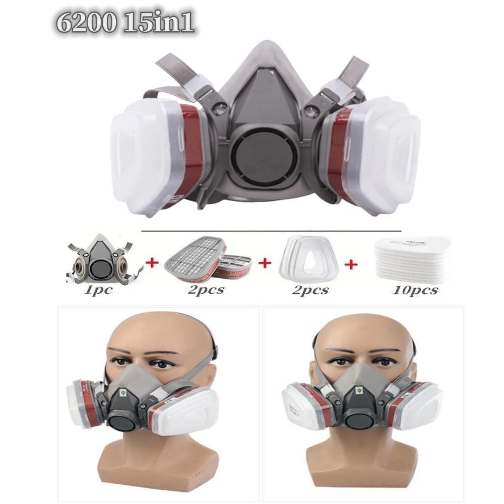 6200 Gas Mask 7-in-1/16-in-1 Reusable Half Face Mask with Filter, Suitable for Painting, Welding, Woodworking, and Organic Vapor
