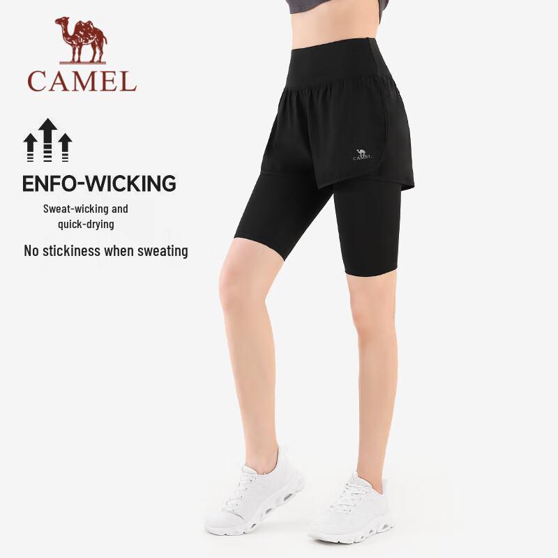 Camel Женские быстросохнущие шорты для бега с эффектом двух предметов
