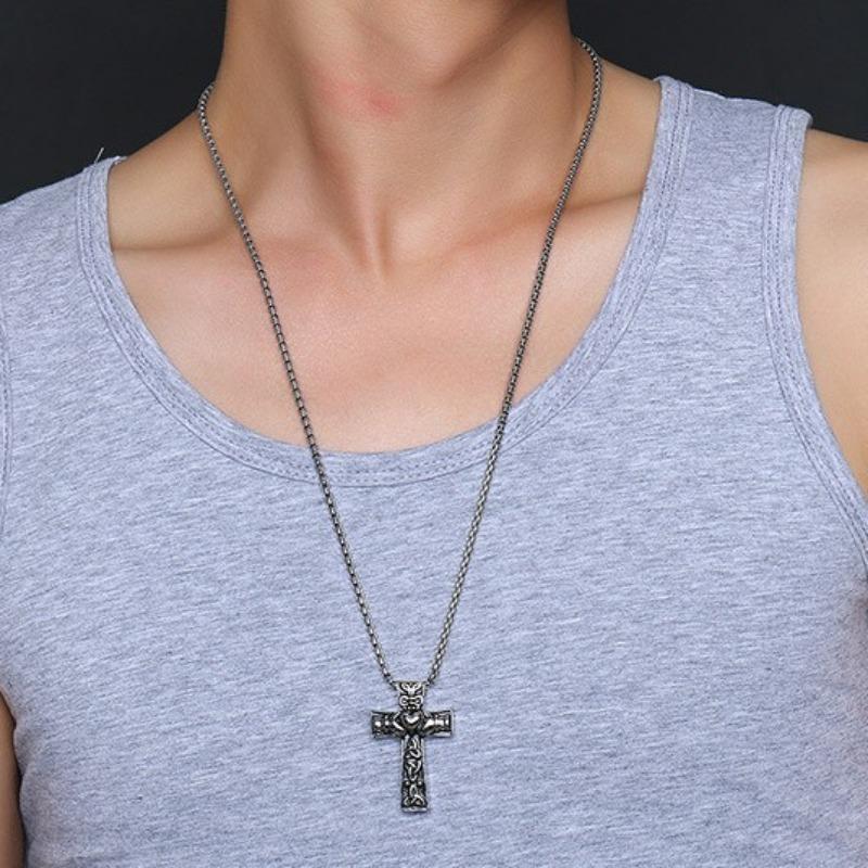 European and American Fashionable Alloy Jewelry Pendant Cross Necklace, Retro Personalized Mens Pendant