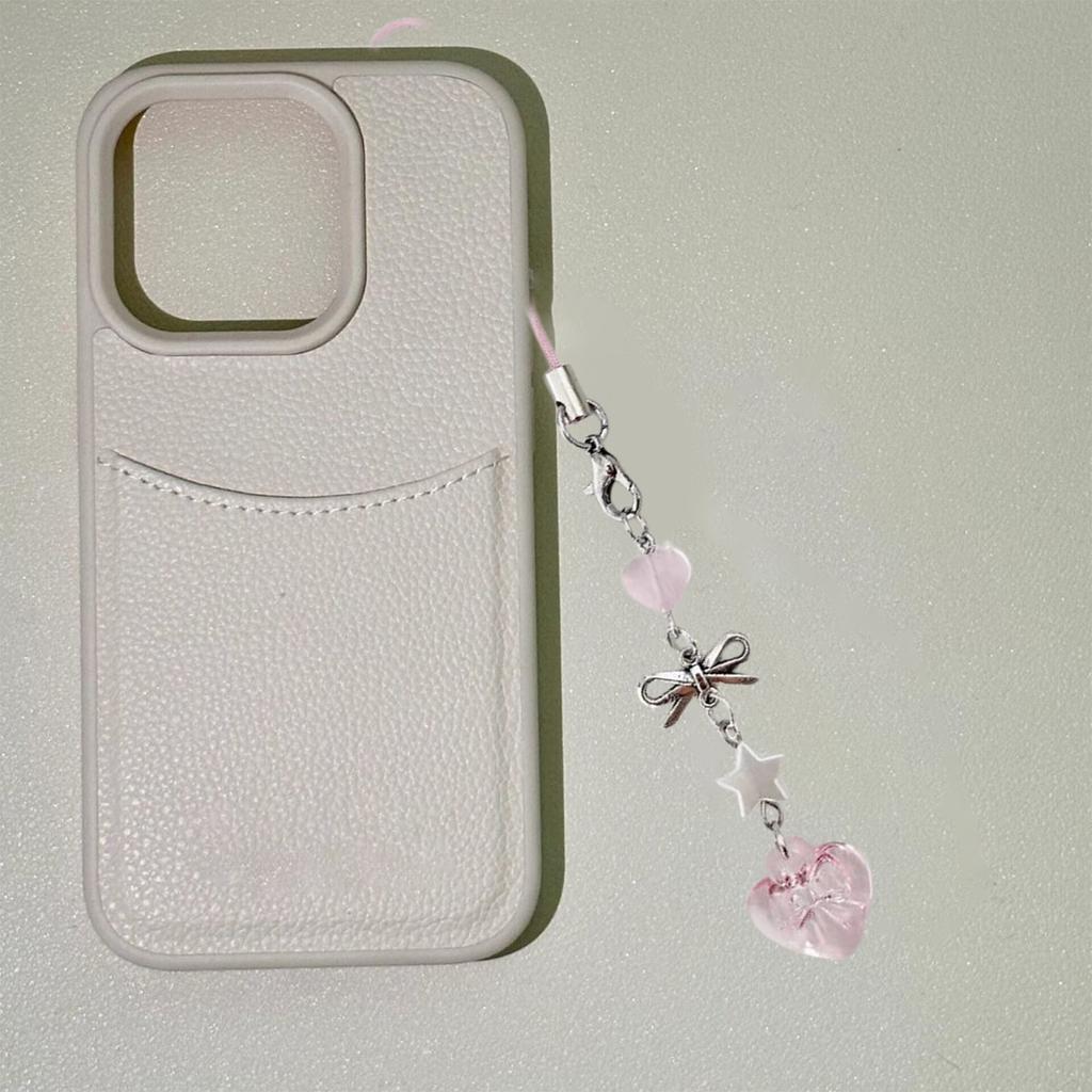 Красочная цепочка для телефона из бусин, смоляной брелок, бантик, сердечко, шарм-звезда, женский брелок для ключей, стильный шнурок для телефона, аксессуар