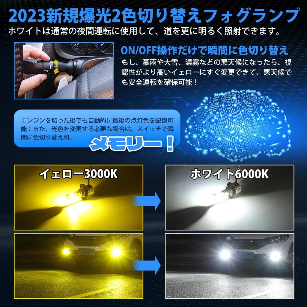 [Модель с функцией памяти] Светодиодная противотуманная фара SUPAREE PSX24W, переключение 2 цветов, функция памяти, двойная