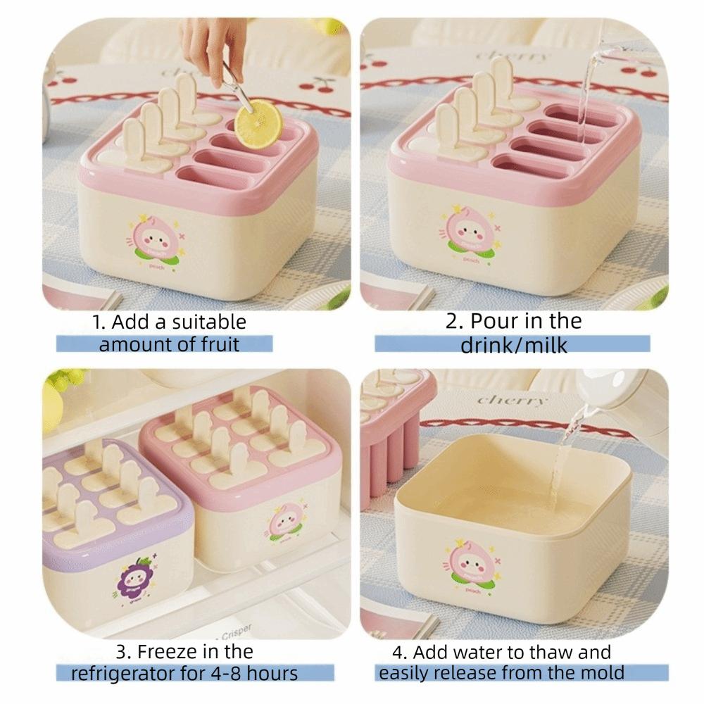 Cartoon Ice Cream Mold 8 Grids Ice Pop Maker Food Grade Ice Cream Box  Party