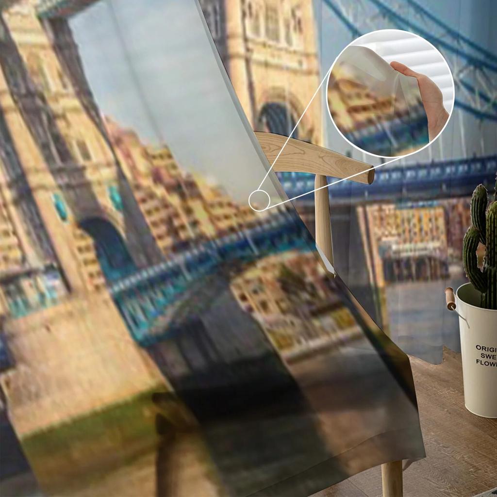 Tower Bridge In London Luxurious Chiffon Sheer Curtains for Living Room Bedroom Decoration Window Voiles Tulle Curtain
