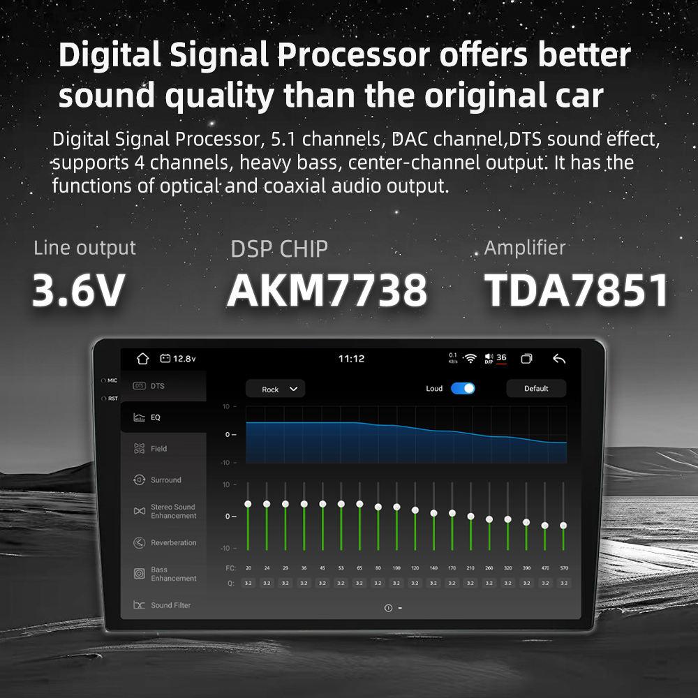 REAKOSOUND Android 10.0  9.5 Inch / 10.36 Inch 2K Screen Auto Radio 2 Din Car Radio GPS Navigation Wifi Bluetooth FM Receiver