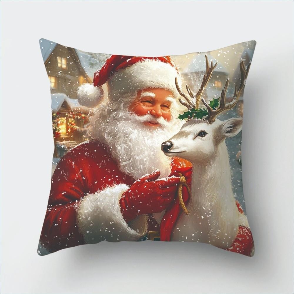 Snowman Christmas Pillow Covers Elk New Year Decorative Pillowcases Cartoon Xmas Party Santa Claus Throw Pillow Covers