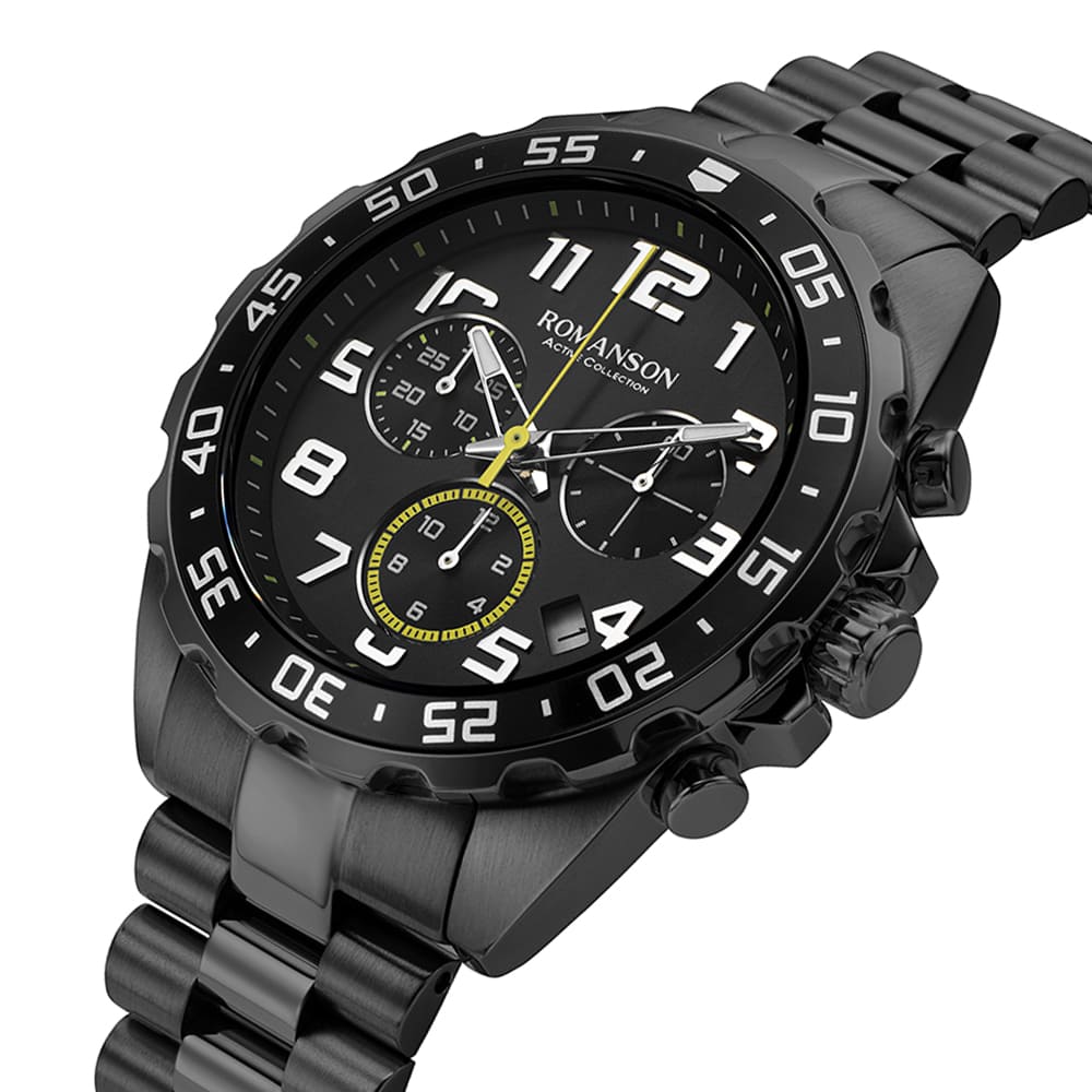Lomanson Actius Chronograph Black Dial Black Metal Watch Rwamhm3Bs001Bkbk0
