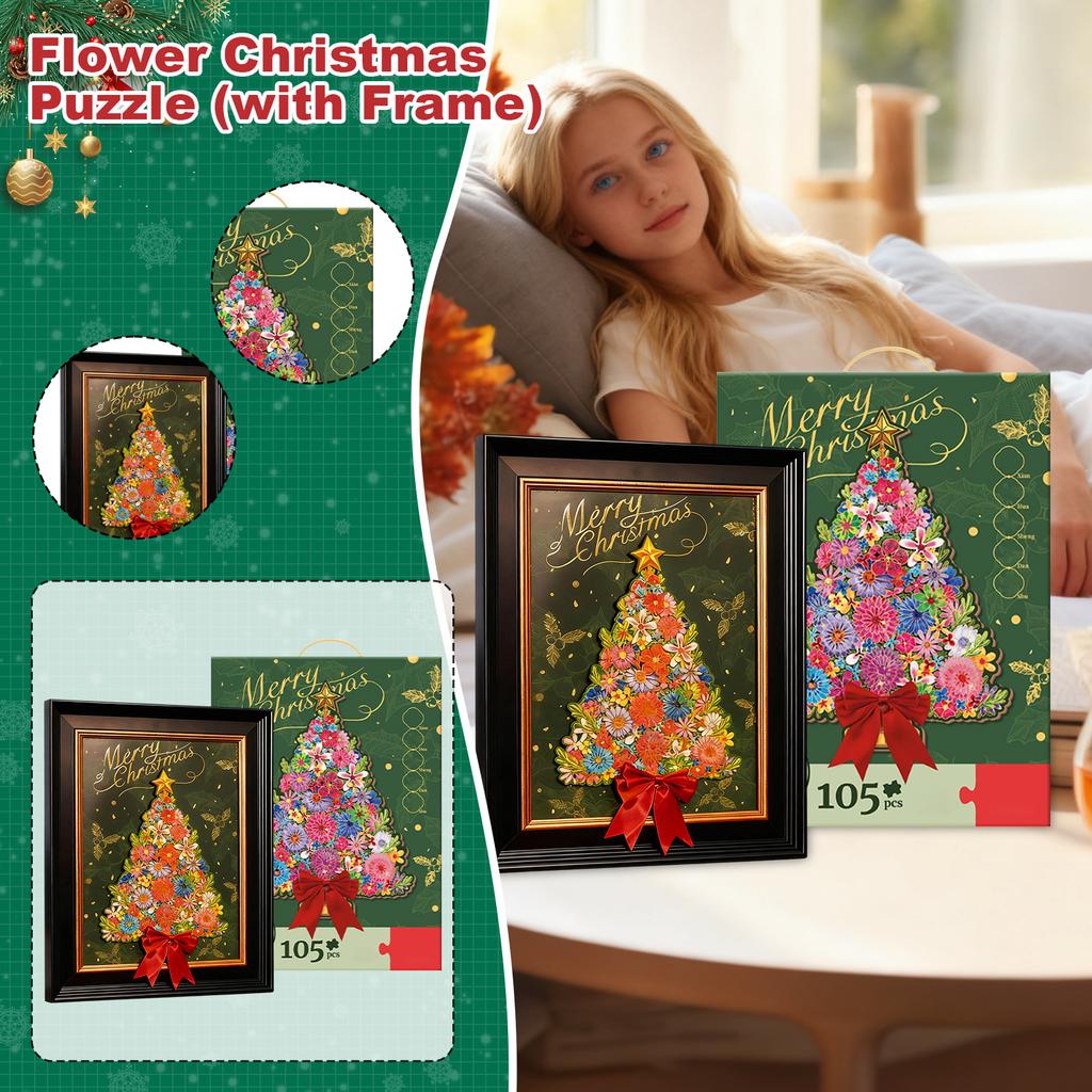 Unique Flower Christmas Tree Puzzle: Unlock The Aesthetics Of Christmas Floral Art In The Puzzle And Create An Artistic Festive Atmosphere.