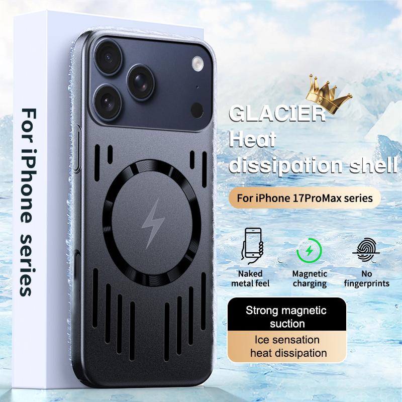 Для Magsafe Термоотводящий Чехол для Телефона для IPhone 17 Air 16 15 14 13 12 Pro Max Магнитная Беспроводная Зарядка Жесткий Ударопрочный Чехол