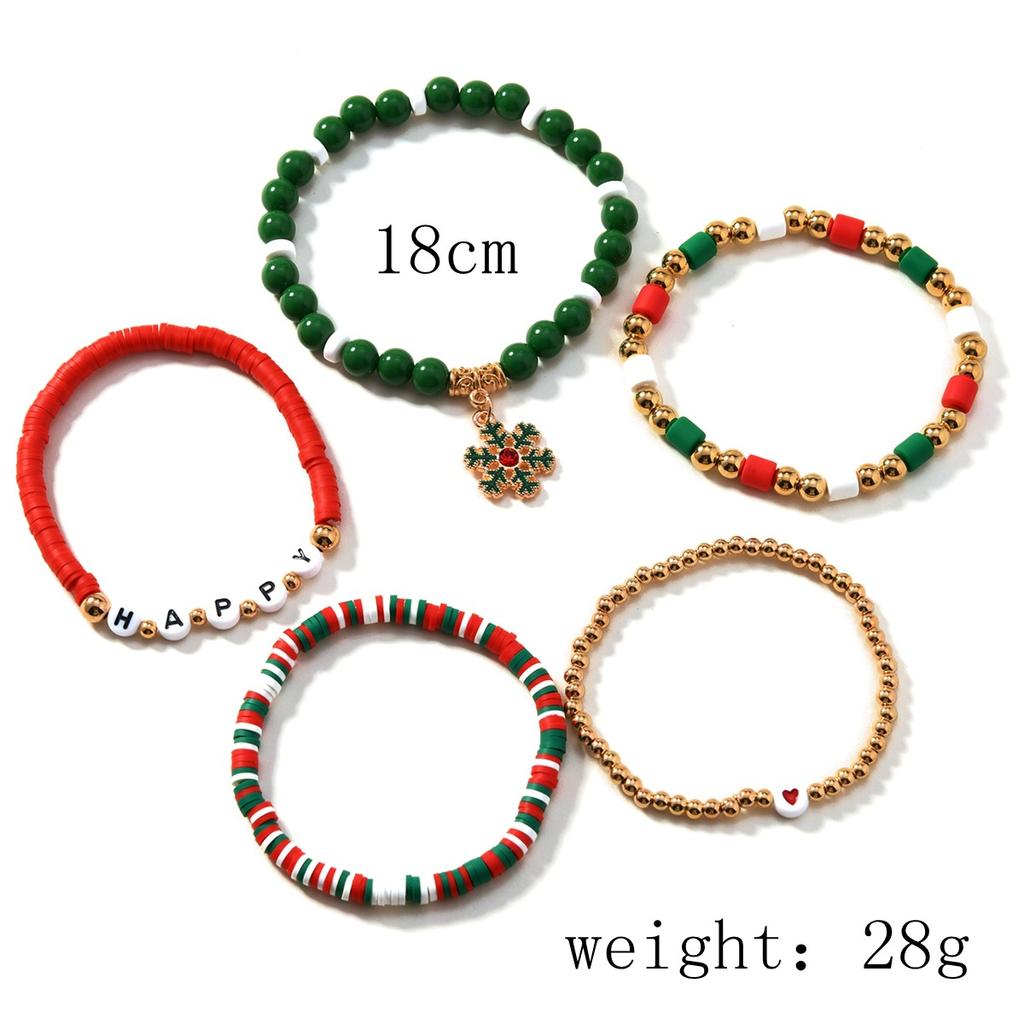 Style Soft Pottery Creative Fashion Personalized Christmas Bracelet, Niche Versatile Christmas Tree Snowflake Bracelet For Women