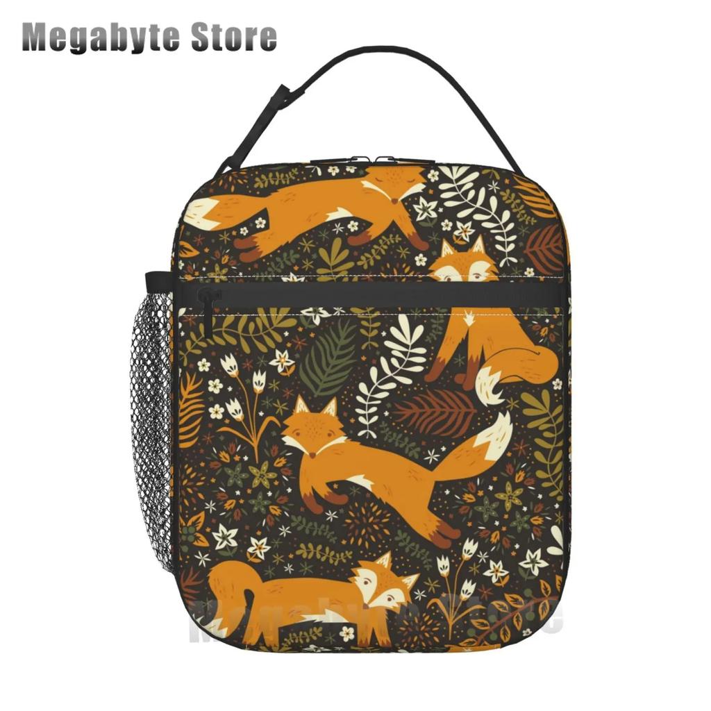 Foxes Autumn Fox Милый оранжевый многоразовый ланч-бокс для офиса, школы, пикника, пляжа, герметичная сумка-холодильник, сумка для ланча