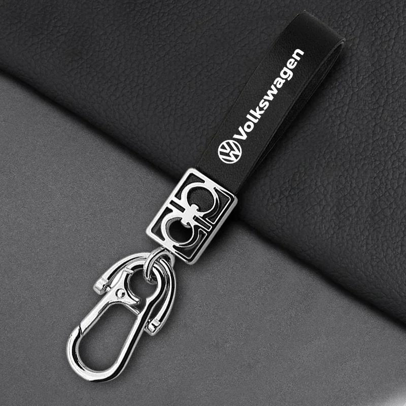 For Volkswagen VW Metal Leather Car Keychain Key Ring Badge Accessories For Volkswagen Golf-5 6 7 MK6 Jetta Lavida Polo Tiguan P