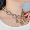 Fashion Cuban Chain Necklaces Vintage Neck Jewelry Personality Geometric Pendant  Holiday