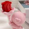 Valentines Day Bear Ornament with Preserved Rose Holding Eternal Flower Flocking Bear Decoration Wedding Anniversary Romantic Gift