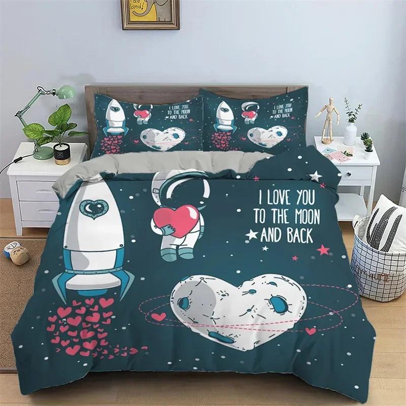 Luxury New 3D Print Love Heart Duvet Cover Microfiber Luxury Romantic Theme Bedding Set King Queen For Couple Valentine'S Day