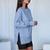 Yousheng Women's Casual Crew Neck Sweatshirt Oversized Long Sleeve Pullover Tops Soft Side Slit Fall Loose Outfit