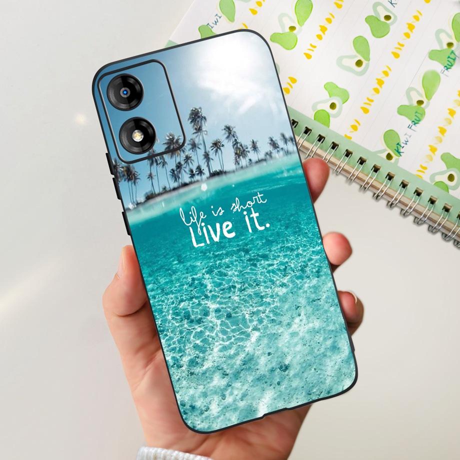 For Motorola Moto E13 Moto G13 Case Matte Black Liquid Silicone Soft Cover Lovely Cat Cartoon Jelly Capas For MotoE13 E 13 G 13