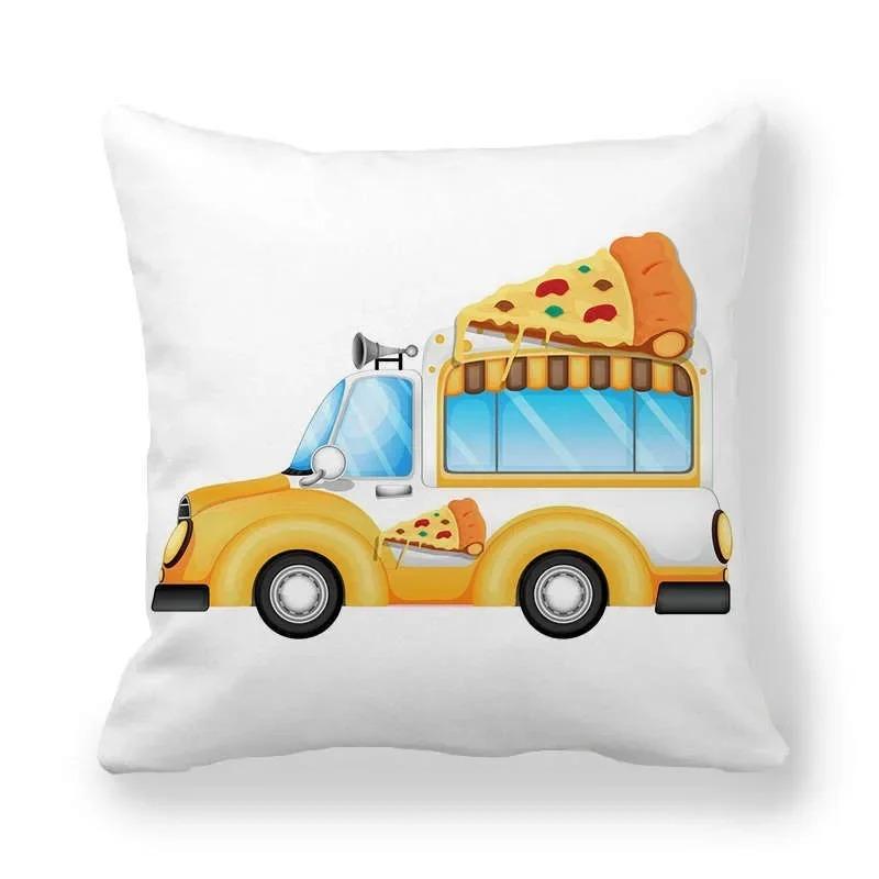 Наволочка с изображением еды и автомобиля для гостиной, офиса и дома, наволочка с изображением автомобиля