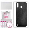 apgo Protective Skin Sticker for the Back Compatible with Tecno Pop 3 Plus, Wrap Film, Foil, Vinyl - Pattern Black Leather