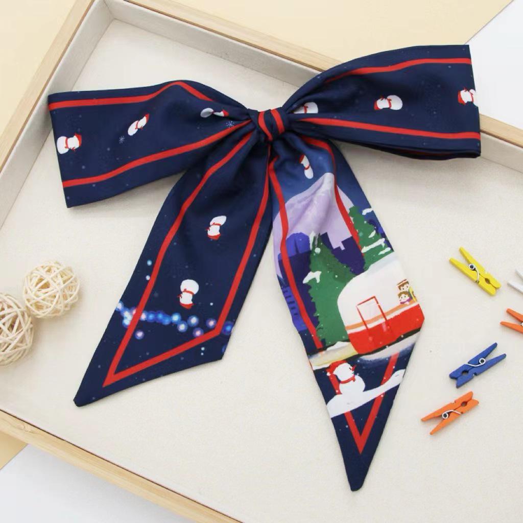 Festive Skinny Silk Scarf: Versatile Spring/Autumn Hairband & Shirt Accessory for Women