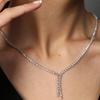 Women's Silver Color Zircon Waterway Evening Dress Necklace