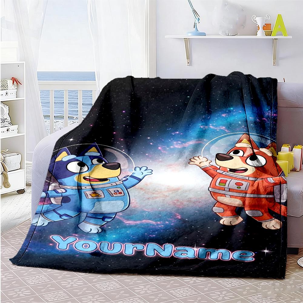 Bluey 14 Customize Text Blanket Lightweight Customizable Blanket Warmthful Decor Perfect for Office Chair Bedding Home Decor Bed