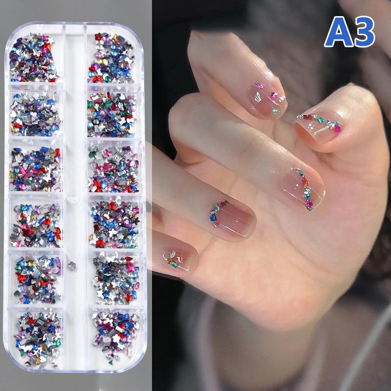 12 Grid Mini Nail Flat Back Beautify Nails Diy Decorative 3D Manicure Nail Art Decorations For Girls
