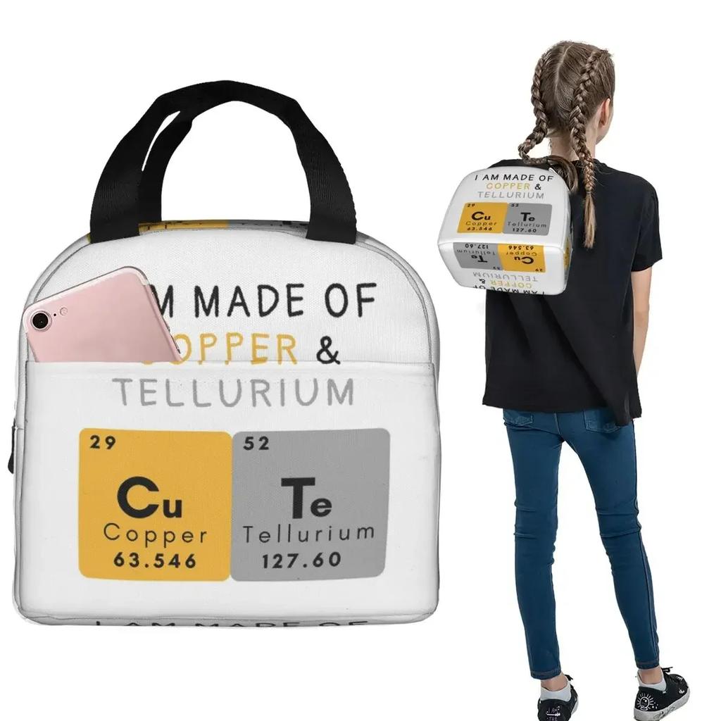 Elements Periodic Table Science Chemistry Chemical Insulated Lunch Bag for Women Kids Portable Food Boxes Thermal Lunch Box Tote