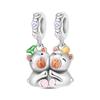 S925 Silver DIY Couple Bracelet Necklace Accessories Heart Holding Hands Cat Dog Charm Pendant Bead Jewelry Set