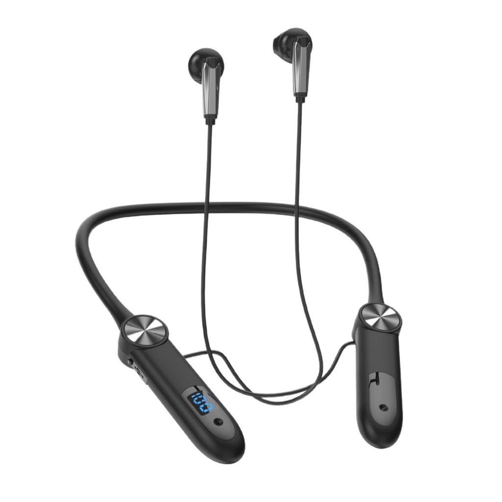 Bluetooth-наушники с шейным ободком, с длительным временем работы в режиме ожидания, двухканальные, спортивный дизайн внутриканального типа и цифровым дисплеем.