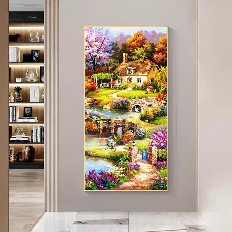 5d Diamond Painting Full Diamond Living Room Simple Modern Happy Home Landscape Porch Cross Embroidery 2025 New Diamond Embroidery Mosaic
