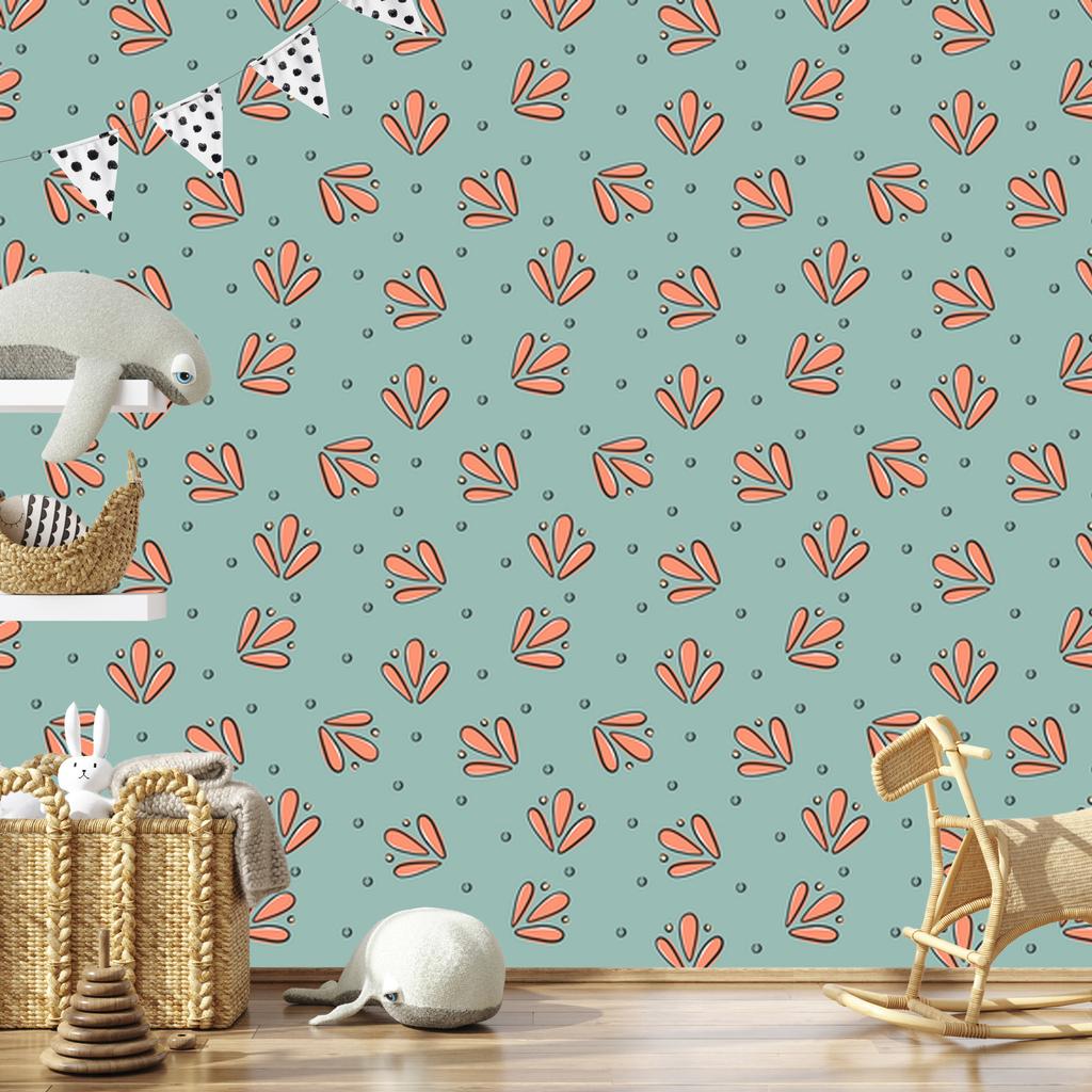 Wallpaper Tiny flowers sea, gray and orange 50x1000