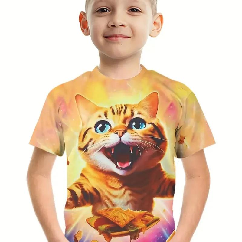 Ретро 3D принт повседневная детская одежда топ футболка футболка животные дети мальчик аниме футболки с коротким рукавом