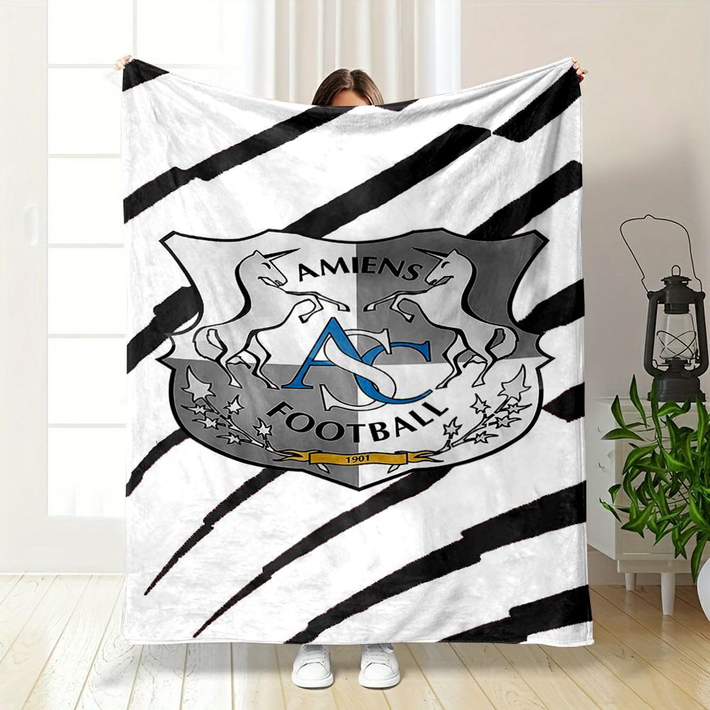 Amiens Football Club Logo Design printed Flannel blanket for bedroom, living room, sofa, and nap