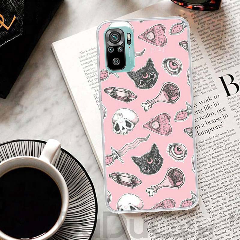 Розовый кошачий череп волшебница ведьма чехол для Xiaomi Redmi 10 10C 9 9C 9T 9A чехол для телефона 10A 8A 8 7A 7 6A 6 Pro K20 K40 10X S2 K30 Pri