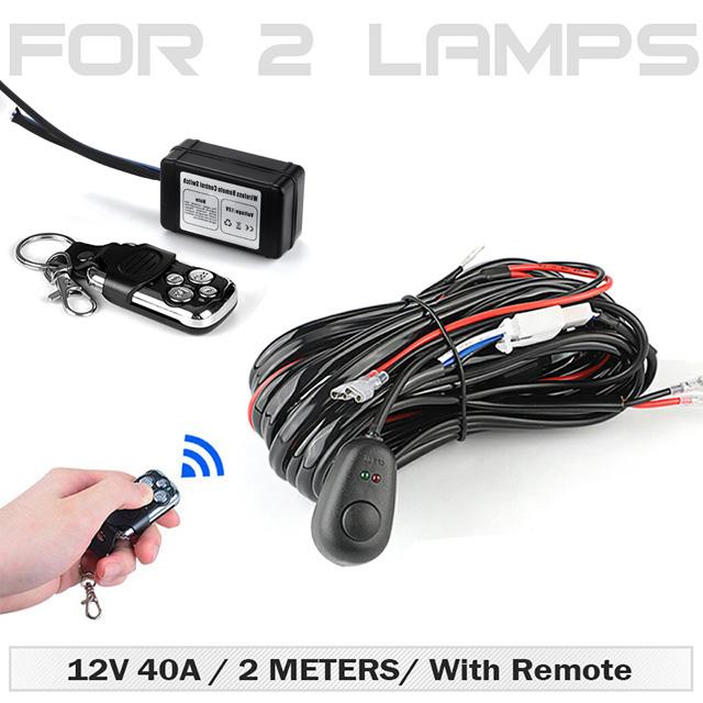 LED Light Bar Wiring Harness 12V 40A Relay Wireless On-off Switch 180W\300w Offroad Car Strobe Work Head Fog Light 2 Leads Wire